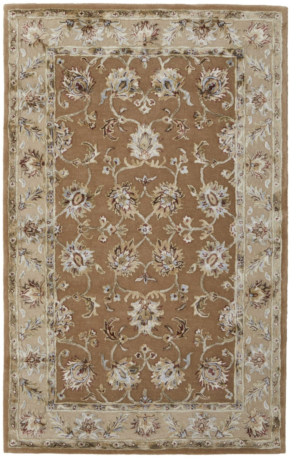 HomeRoots 5' Hand-Tufted Floral Area Rug in Tan and Ivory - Timeless Elegance for Any Living Space Decor 5' X 8' 617088
