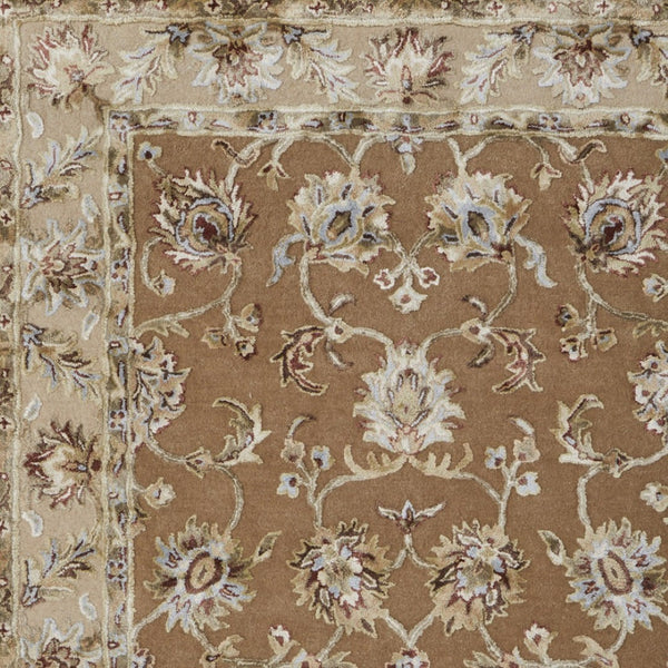 Homeroots 5' X 8' Hand-tufted Floral Area Rug - Artisan-crafted Wool Blend For Cozy, Stylish Home Decor Tan,Ivory Wool Blend 617088