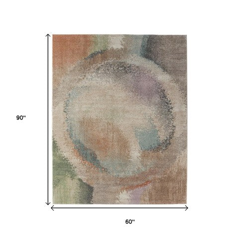 Homeroots 10' X 13' Stylish Abstract Distressed Area Rug - Durable, Stain-resistant, Perfect For Any Space! Brown,Tan,Blue Polypropylene Blend 617089