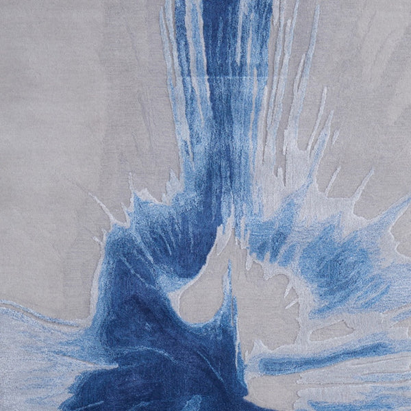 Homeroots 10' X 14' Abstract Hand Tufted Area Rug - Artisan-crafted Wool Blend, Unique Design For Modern Spaces Blue,Gray Wool Blend 617090