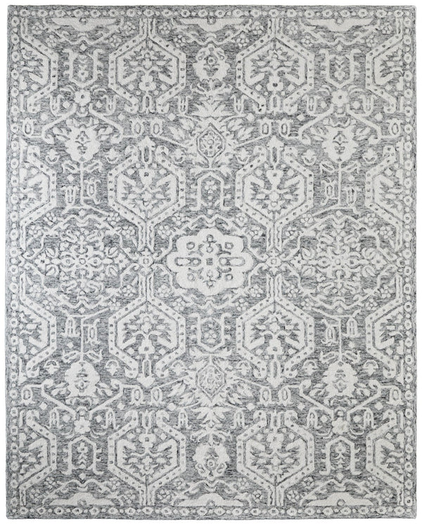 Homeroots 10' Hand-tufted Geometric Area Rug - Unique Wool Blend, Stain Resistant, Perfect For Kids & Pets Gray,White Wool Blend 617091