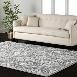 Homeroots 10' Hand-tufted Geometric Area Rug - Unique Wool Blend, Stain Resistant, Perfect For Kids & Pets Gray,White Wool Blend 617091