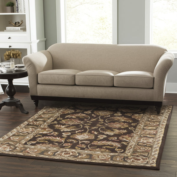 Homeroots 5' X 8' Hand Tufted Oriental Area Rug - Artisan Crafted Wool Blend For Luxurious Home Décor Brown,Tan,Ivory Wool Blend 617093