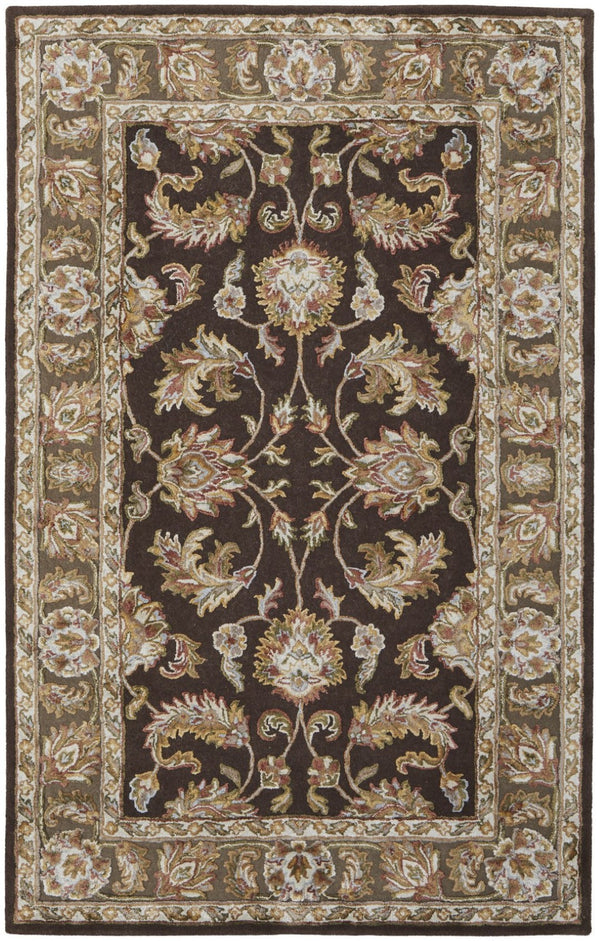 HomeRoots 5' Handcrafted Oriental Area Rug in Warm Brown, Tan, and Ivory – Timeless Elegance for Any Space 5' X 8' 617093