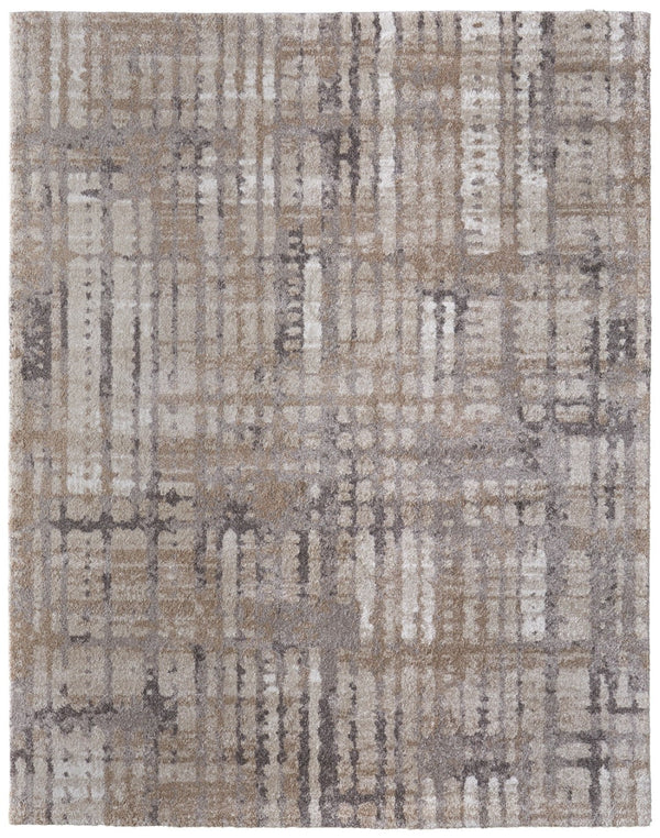Homeroots 10' Stylish Abstract Distressed Area Rug - Durable, Stain Resistant, Perfect For Homes With Kids & Pets Brown,Tan,Ivory Polypropylene Blend 617094