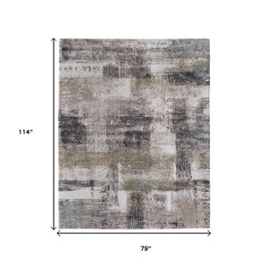Homeroots 10' Stylish Abstract Distressed Area Rug - Durable, Stain Resistant, Perfect For Pets & Kids Spaces Gray,Taupe,Ivory Polypropylene Blend 617095