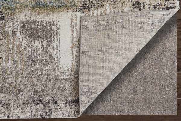 Homeroots 10' Stylish Abstract Distressed Area Rug - Durable, Stain Resistant, Perfect For Pets & Kids Spaces Gray,Taupe,Ivory Polypropylene Blend 617095