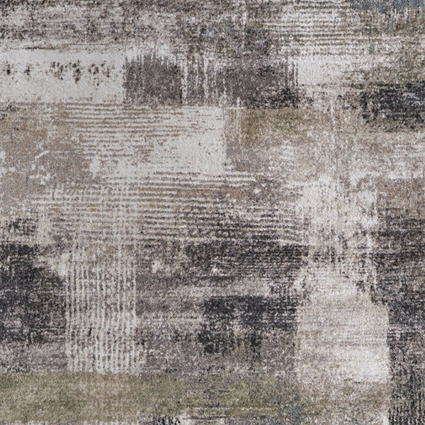 Homeroots 10' Stylish Abstract Distressed Area Rug - Durable, Stain Resistant, Perfect For Pets & Kids Spaces Gray,Taupe,Ivory Polypropylene Blend 617095