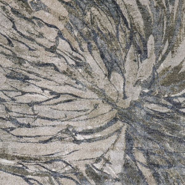 Homeroots 10' Artistic Abstract Area Rug – Stain Resistant, Durable, Boho Style For Cozy Home Decor Gray,Green,Ivory Polypropylene Blend 617096