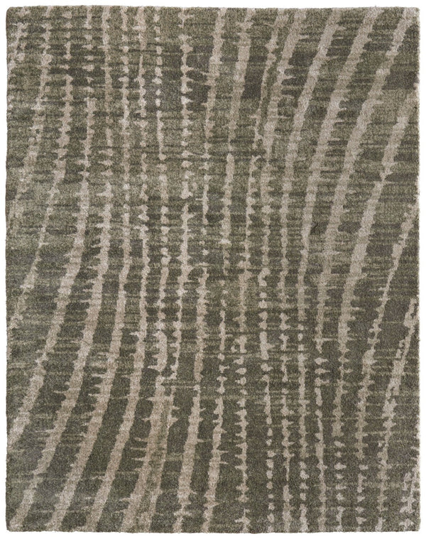 HomeRoots 10' Modern Green and Tan Abstract Area Rug - Durable, Stylish, and Perfect for High-Traffic Spaces 7' X 10' 617097
