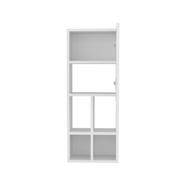 English Elm Wall Wall Cabinet with Sink 1 Door 5 Shelves White – Space-Saving Engineered Wood Bathroom Storage Unit B097P350333