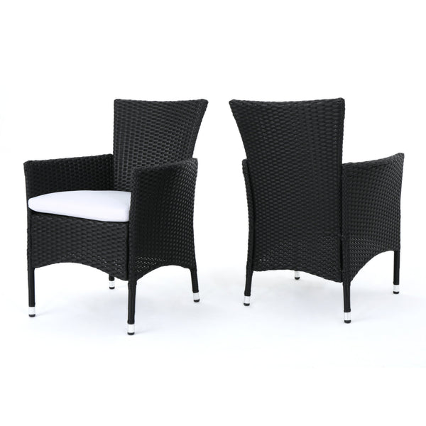English Elm Christopher Knight Home® - Malta Dining Chair Set Of 2 - Modern Wicker Design, Durable Stainless Steel Frame For Style And Comfort 56447.00ABWHI