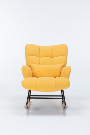 English Elm Rocking Glider Chair Teddy Upholstered High Back Nursery Accent Seat Modern Style B205P205671