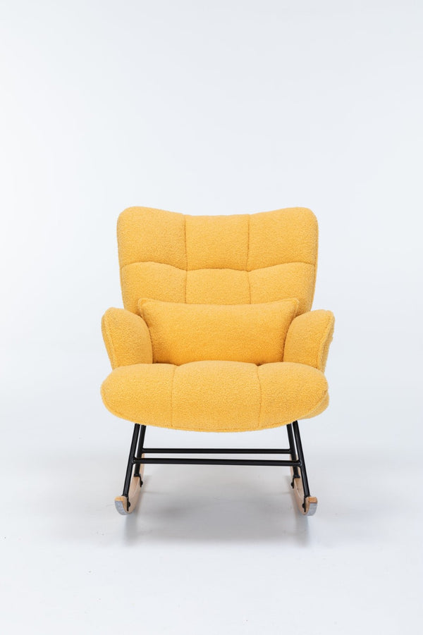 English Elm Rocking Glider Chair Teddy Upholstered High Back Nursery Accent Seat Modern Style B205P205671