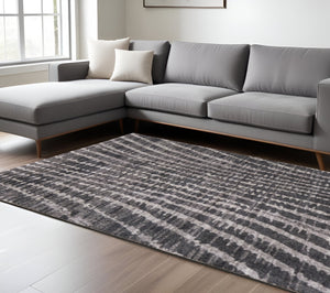 Homeroots 10' Stylish Abstract Area Rug - Durable, Stain Resistant & Perfect For Homes With Kids And Pets! Black,Gray,Ivory Polypropylene Blend 617100