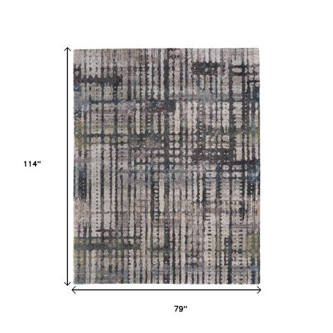 Homeroots 10' Stylish Abstract Distressed Area Rug - Durable, Stain Resistant, Perfect For Homes With Kids & Pets Gray,Black,Ivory Polypropylene Blend 617101