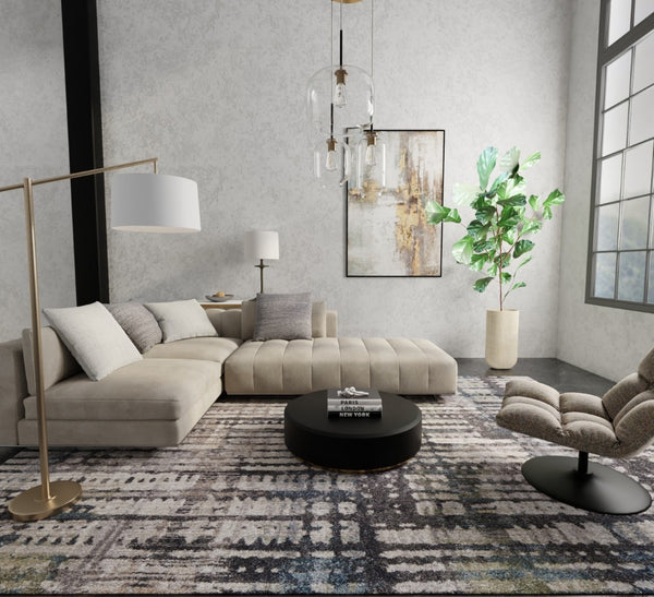 Homeroots 10' Stylish Abstract Distressed Area Rug - Durable, Stain Resistant, Perfect For Homes With Kids & Pets Gray,Black,Ivory Polypropylene Blend 617101