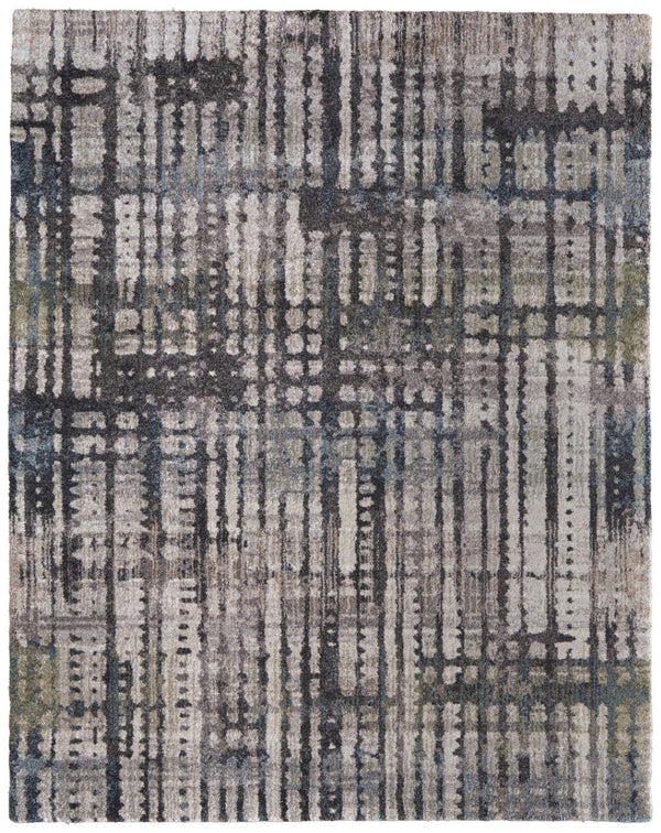 Homeroots 10' Stylish Abstract Distressed Area Rug - Durable, Stain Resistant, Perfect For Homes With Kids & Pets Gray,Black,Ivory Polypropylene Blend 617101