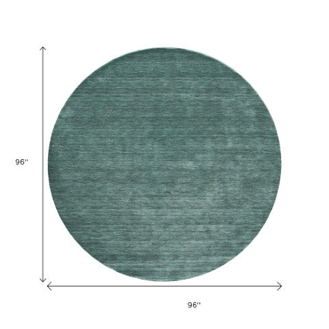 Homeroots 10' Hand Woven Round Rug – Unique Artisan Crafted Stain Resistant Wool Blend For Stylish Spaces Green,White Wool Blend 617103