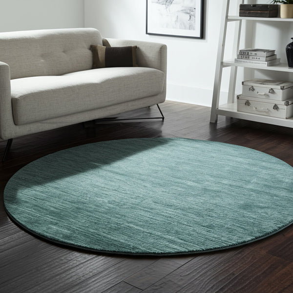 Homeroots 10' Hand Woven Round Rug – Unique Artisan Crafted Stain Resistant Wool Blend For Stylish Spaces Green,White Wool Blend 617103