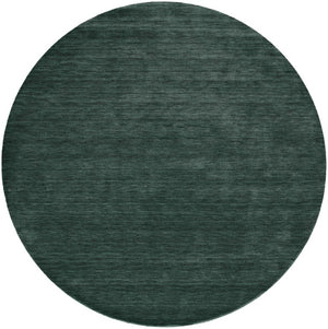 Round Wool Blend Hand Woven Area Rug Solid Artisan Green Stain Resistant for Living Room
