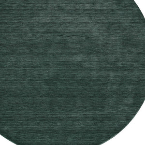 Round Wool Blend Hand Woven Area Rug Solid Artisan Green Stain Resistant for Living Room