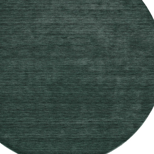 Round Wool Blend Hand Woven Area Rug Solid Artisan Green Stain Resistant for Living Room