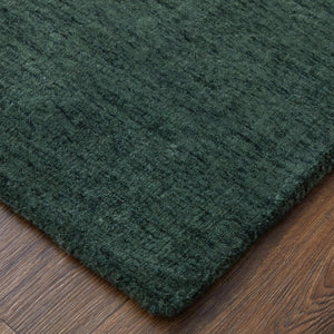 Round Wool Blend Hand Woven Area Rug Solid Artisan Green Stain Resistant for Living Room