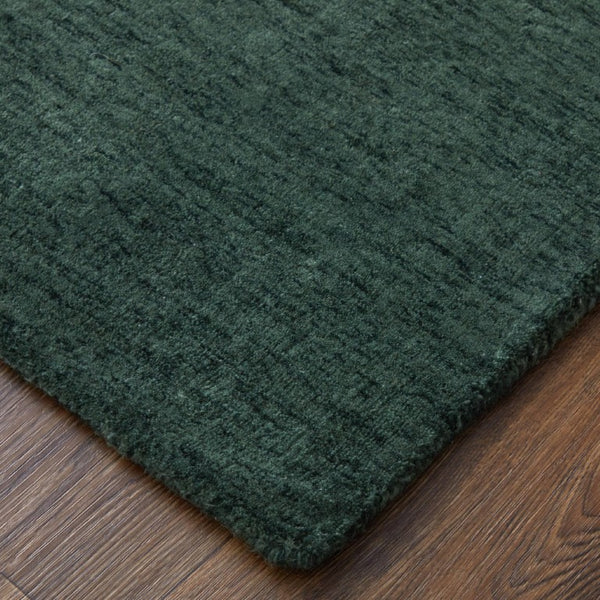 Round Wool Blend Hand Woven Area Rug Solid Artisan Green Stain Resistant for Living Room