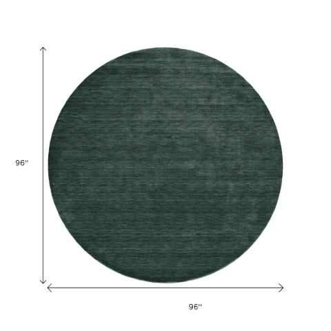 Homeroots 10' Hand Woven Round Rug – Unique Artisan Crafted Stain Resistant Wool Blend For Stylish Spaces Green Wool Blend 617104