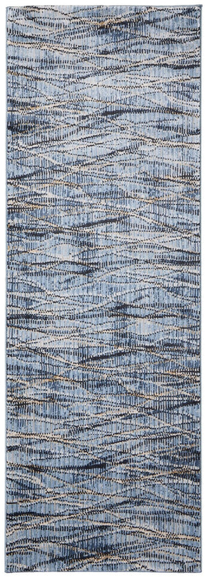 HomeRoots 8' Blue Ivory and Tan Abstract Runner Rug - Durable, Stain-Resistant Design for Modern Spaces 617105