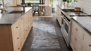 Homeroots 8' Abstract Runner Rug – Durable, Stain-resistant Design Perfect For High-traffic Areas And Kids! Blue,Ivory,Tan Polypropylene Blend 617105