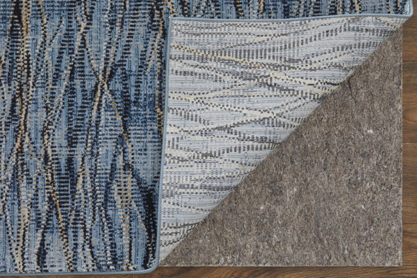 Homeroots 8' Abstract Runner Rug – Durable, Stain-resistant Design Perfect For High-traffic Areas And Kids! Blue,Ivory,Tan Polypropylene Blend 617105