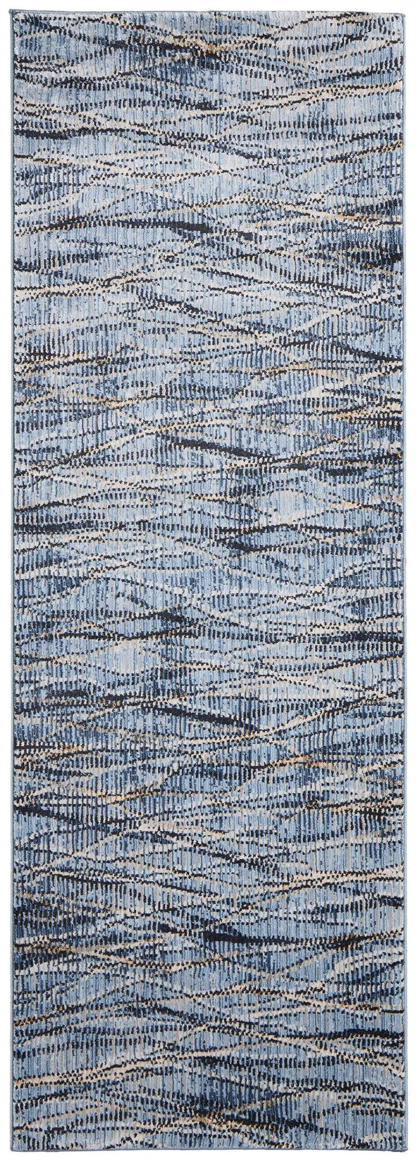 Homeroots 8' Abstract Runner Rug – Durable, Stain-resistant Design Perfect For High-traffic Areas And Kids! Blue,Ivory,Tan Polypropylene Blend 617105