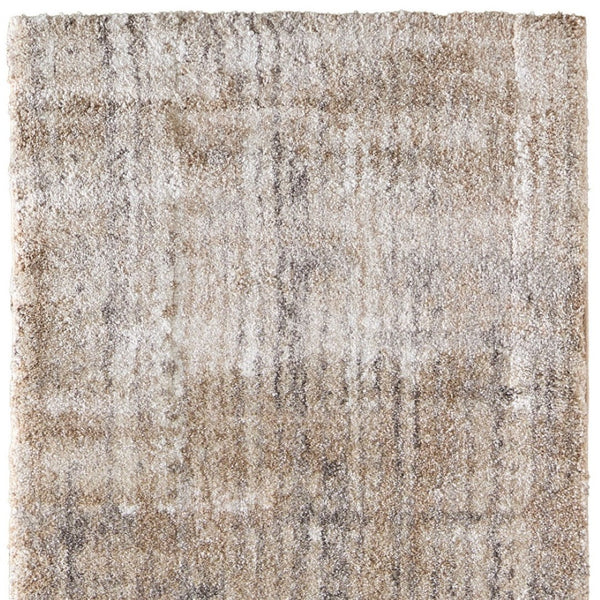 Homeroots 10' Stylish Abstract Distressed Area Rug - Durable, Stain Resistant, Perfect For Homes With Kids & Pets Brown,Tan,Ivory Polypropylene Blend 617106
