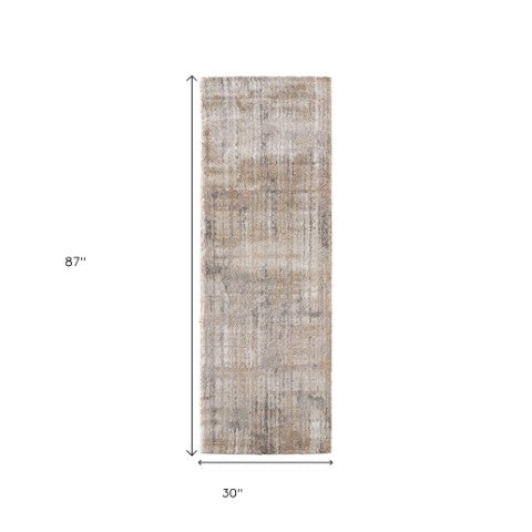 Homeroots 10' Stylish Abstract Distressed Area Rug - Durable, Stain Resistant, Perfect For Homes With Kids & Pets Brown,Tan,Ivory Polypropylene Blend 617106
