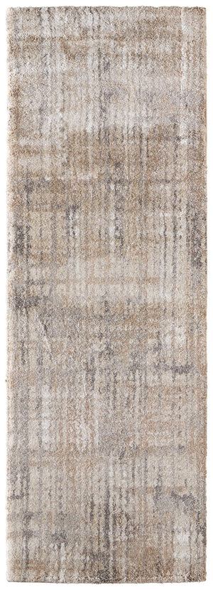 HomeRoots 10' Stylish Abstract Distressed Area Rug in Brown, Tan & Ivory – Perfect for Modern Homes & Durability 8' Runner 617106