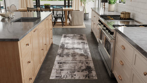 Homeroots 8' Gray And Ivory Abstract Runner Rug – Durable, Stain-resistant Design For Hallways And More! Gray,Ivory Polypropylene Blend 617107