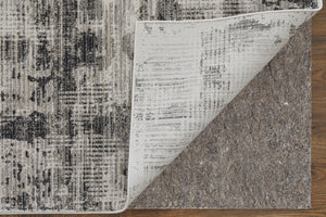 Homeroots 8' Gray And Ivory Abstract Runner Rug – Durable, Stain-resistant Design For Hallways And More! Gray,Ivory Polypropylene Blend 617107