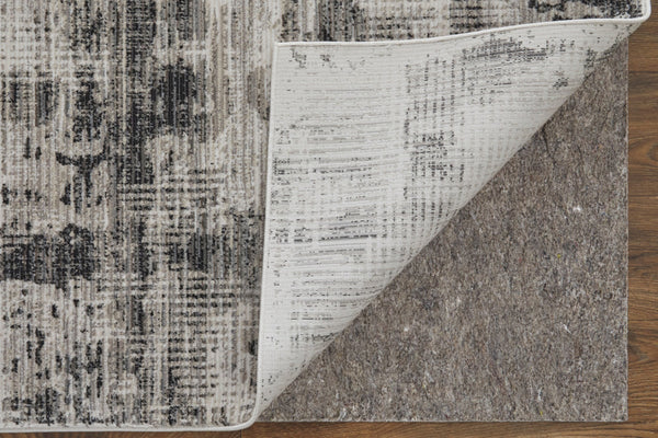 Homeroots 8' Gray And Ivory Abstract Runner Rug – Durable, Stain-resistant Design For Hallways And More! Gray,Ivory Polypropylene Blend 617107