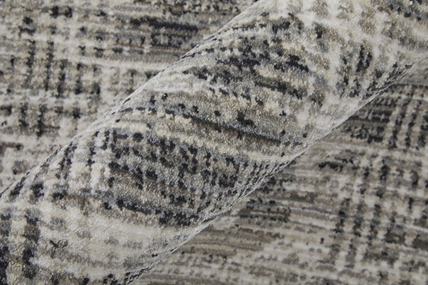 Homeroots 8' Gray And Ivory Abstract Runner Rug – Durable, Stain-resistant Design For Hallways And More! Gray,Ivory Polypropylene Blend 617107