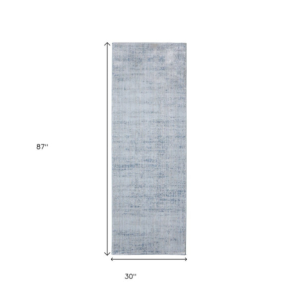 HomeRoots 8' Blue and Ivory Runner Rug - Durable, Soft, Stain-Resistant for Hallways & High-Traffic Areas 617108