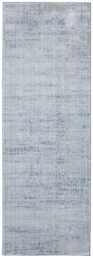 HomeRoots 8' Blue and Ivory Runner Rug - Durable, Soft, Stain-Resistant for Hallways & High-Traffic Areas 617108