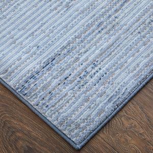 HomeRoots 8' Blue and Ivory Runner Rug - Durable, Soft, Stain-Resistant for Hallways & High-Traffic Areas 617108