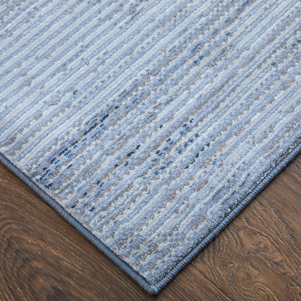 HomeRoots 8' Blue and Ivory Runner Rug - Durable, Soft, Stain-Resistant for Hallways & High-Traffic Areas 617108