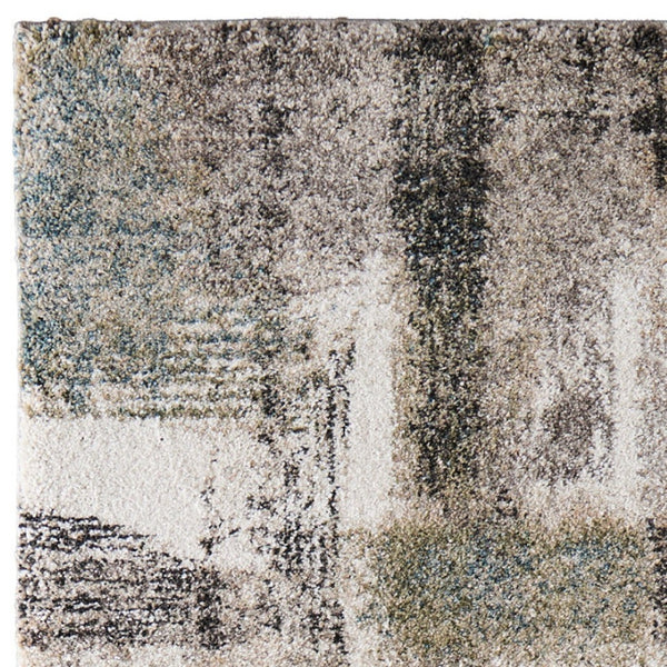 Homeroots 10' Stylish Abstract Distressed Area Rug - Durable, Stain Resistant, Perfect For Pets & Kids Spaces Gray,Taupe,Ivory Polypropylene Blend 617109