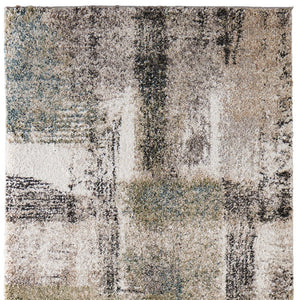 Homeroots 10' Stylish Abstract Distressed Area Rug - Durable, Stain Resistant, Perfect For Pets & Kids Spaces Gray,Taupe,Ivory Polypropylene Blend 617109