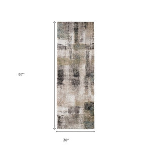 Homeroots 10' Stylish Abstract Distressed Area Rug - Durable, Stain Resistant, Perfect For Pets & Kids Spaces Gray,Taupe,Ivory Polypropylene Blend 617109