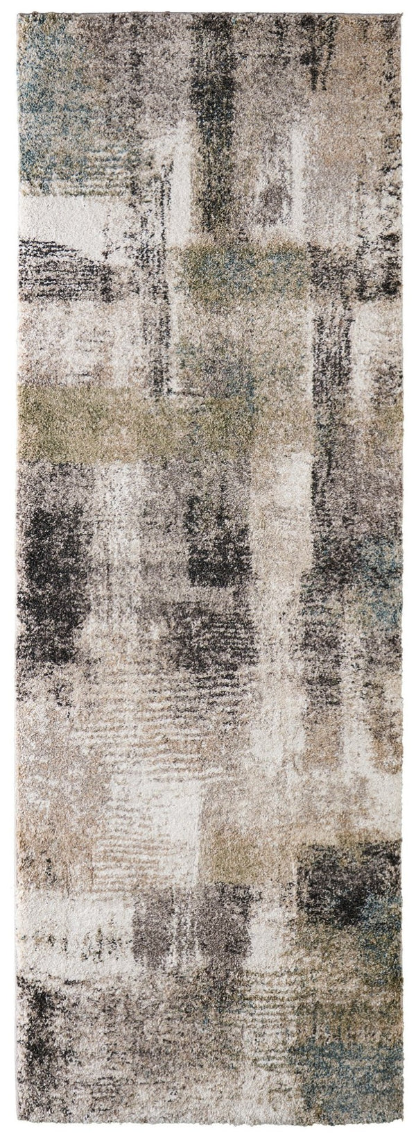 HomeRoots 10' Gray Taupe and Ivory Abstract Distressed Area Rug - Stylish, Durable, Perfect for Modern Spaces 8' Runner 617109