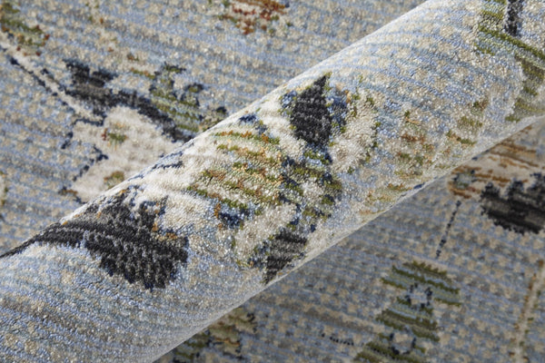 Homeroots 8' Floral Runner Rug In Blue Green & Ivory – Stain Resistant, Durable, Perfect For High Traffic Areas Blue,Green,Ivory Polypropylene Blend 617111